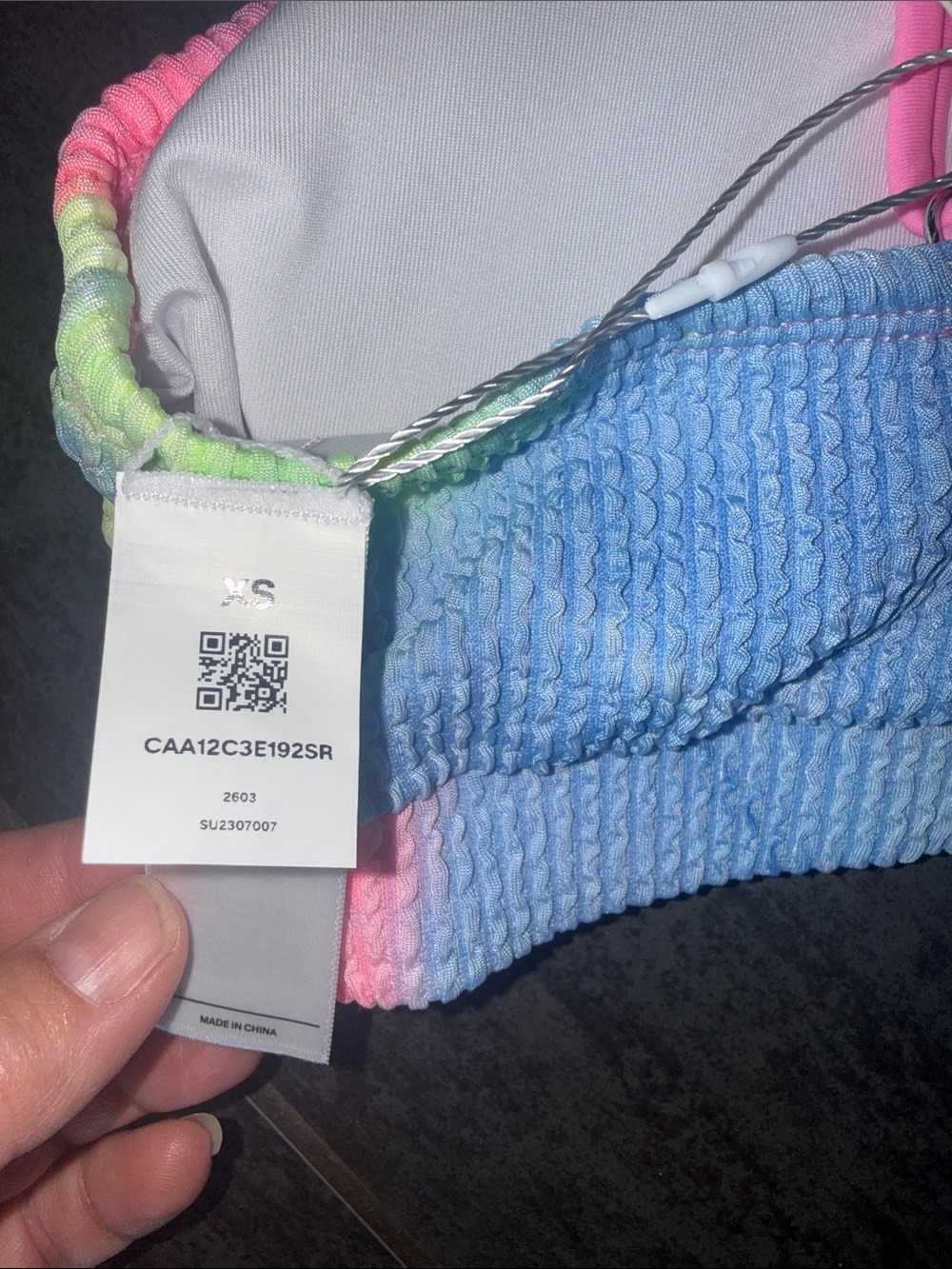 Cupshe Neon Tie-Dye Bikini top with Pink Straps - Picture 4 of 7